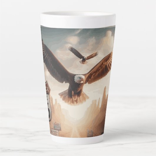 Tasse route 66 avec un aigle royal en vol (Devant)