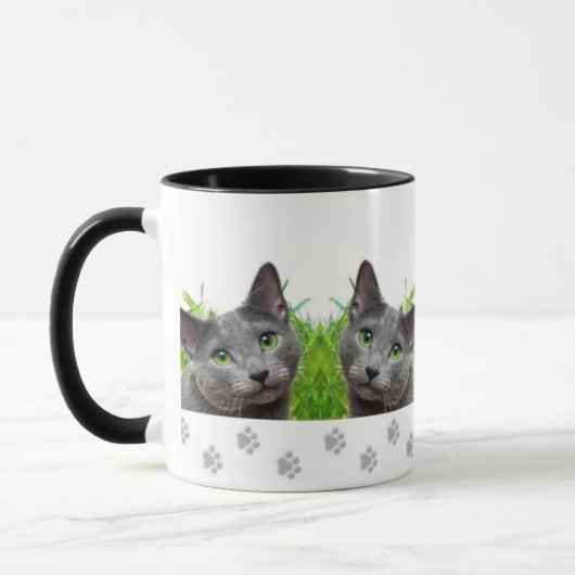 Tasse russe de sonnerie de chat bleu (Gauche)