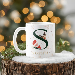 Tasse S Monogramme de Noël Personnalisée
