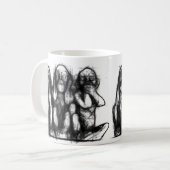 Tasse sage de croquis de trois singes (Devant gauche)
