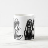 Tasse sage de croquis de trois singes (Centre)
