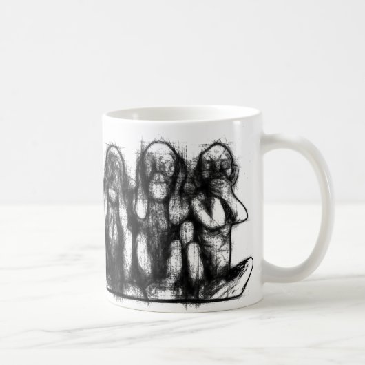 Tasse sage de croquis de trois singes (Droite)
