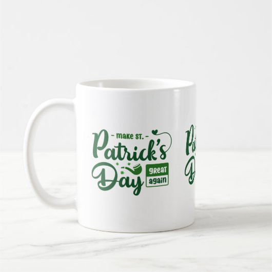 Tasse Saint-Patrick avec citation verte en gras (Gauche)