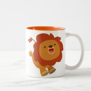 Tasse sautante mignonne de lion de bande dessinée