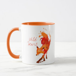 Tasse sauvage de Fox de couleur d'eau de coeur