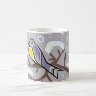 Tasse - scène d'hiver avec l'oiseau mignon