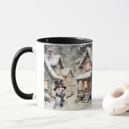 Tasse Scène enneigée d'hiver (Avec donut)