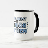 Tasse Senior Blagues JE PARLE COURAMMENT LANGUE DE (Devant droit)
