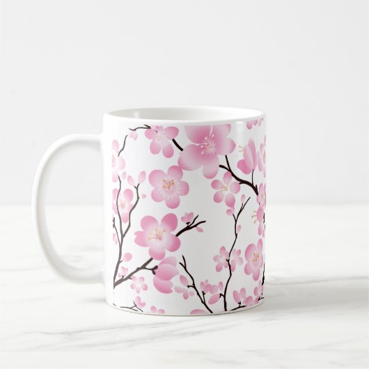 tasse sensible de fleurs de cerisier blanches (Gauche)