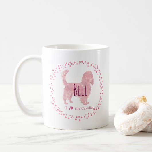 Tasse silhouette cavalier rose pastel personnalisé (Avec donut)