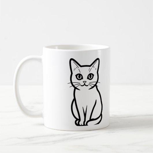 Tasse Silhouette de Chat Minimaliste (Gauche)