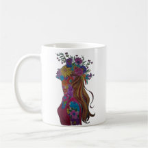 Tasse Silhouette Florale Femme Fleurie