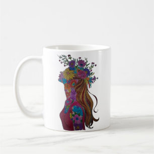 Tasse Silhouette Florale Femme Fleurie