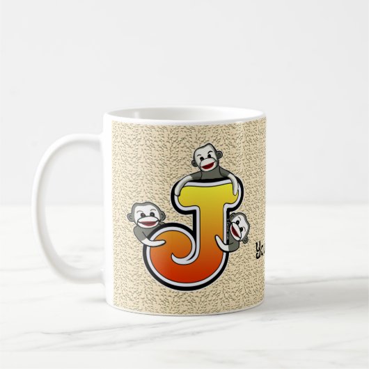 Tasse Singe de Chaussette Monogramme J (Gauche)