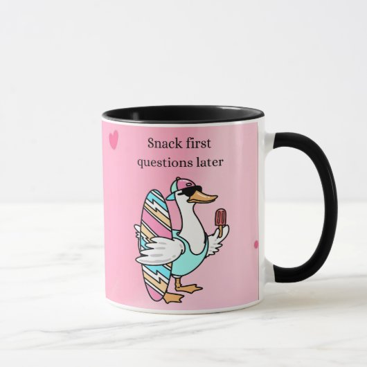 Tasse Snack d'abord, questions plus tard | Canard (Droite)