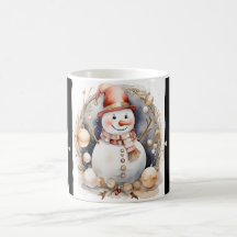 Tasse Snowman Watercolor Stripes Black Gold Var03