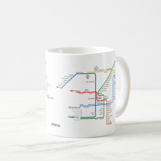 Tasse souterraine de carte d'Athènes (Devant droit)