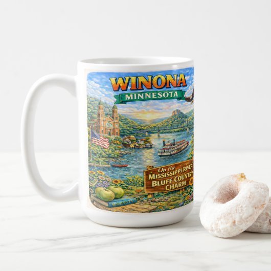 Tasse souvenir de Winona, MN Minnesota (Avec donut)