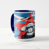 Tasse soviétique unique et colorée du cosmonaute (Devant gauche)