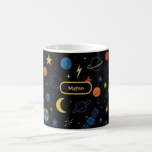 Tasse spatiale avec fusée et planètes pour garçons (Centre)