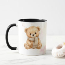 Tasse Splash Rose Ourson Hiver Aquarelle Mignonne