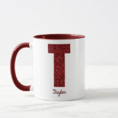 Tasse T Monogramme Pailleté Moderne avec Nom (Gauche)