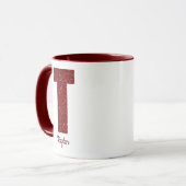 Tasse T Monogramme Pailleté Moderne avec Nom (Devant gauche)
