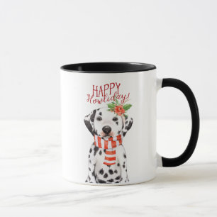 tasse tachetée howliday heureuse de Noël de chien