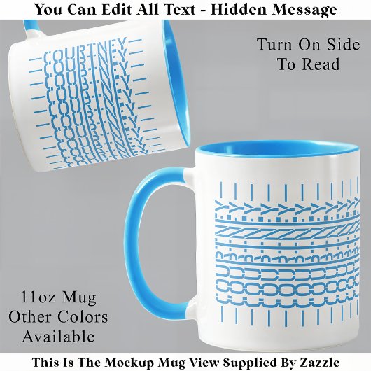 Tasse tendance avec message caché et nom en bleu 1