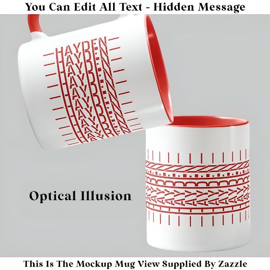 Tasse tendance avec message caché et nom en rouge