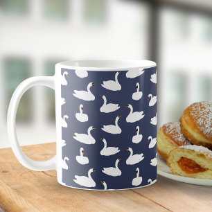 Tasse tendance moderne à motif de cygne bleu