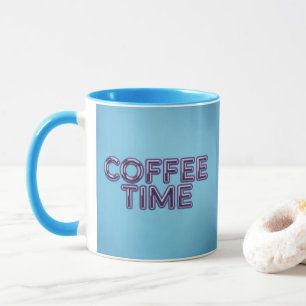 Tasse Texte Violet Turquoise Bleu Café Time