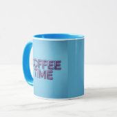 Tasse Texte Violet Turquoise Bleu Café Time (Devant gauche)