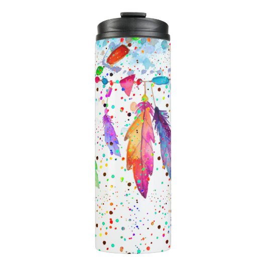 Tasse thermos à plumes boho (Devant)