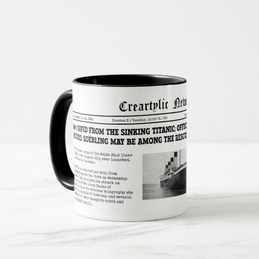 Tasse titanique de nouvelles (Devant gauche)