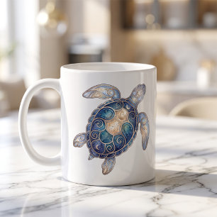 Tasse Tortue de Mer Céleste Luxe Ligne d'Art