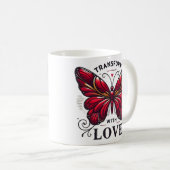 Tasse Transformez avec amour – Cadeau Papillon Rou (Devant droit)