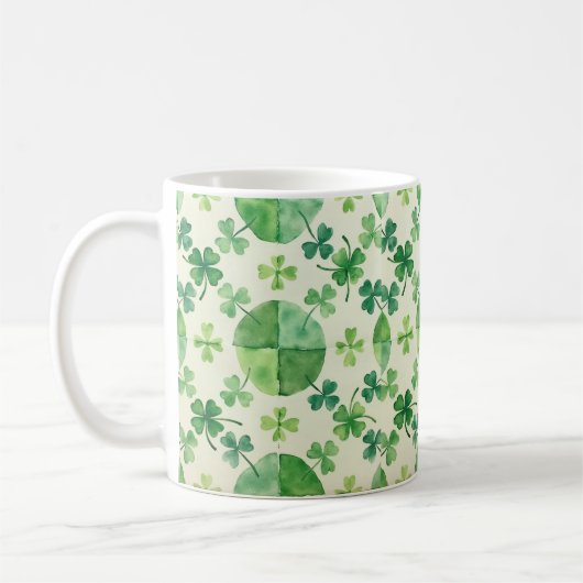 Tasse Trèfle Aquarelle – Saint-Patrick Trèfle Vert (Gauche)