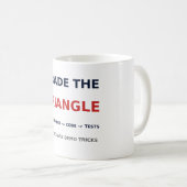 Tasse Triangle de notation — Exigence, Code, Tests (Devant droit)