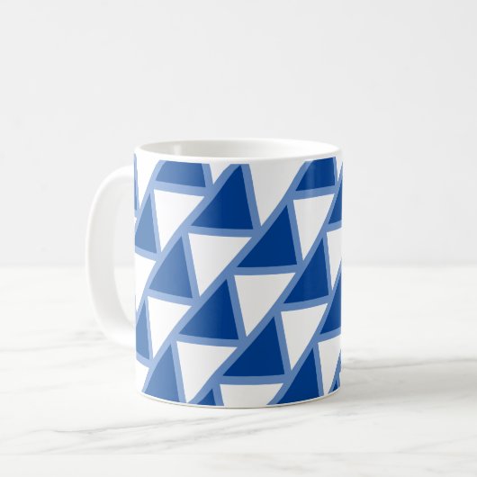 Tasse - Triangles carrelés en bleu (Devant gauche)