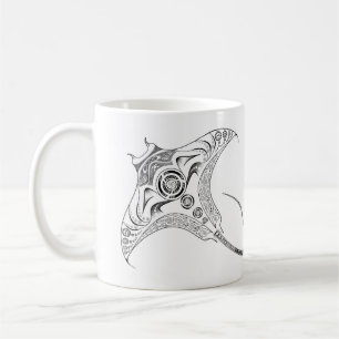 Tasse tribale de Dotwork de rayon de Manta