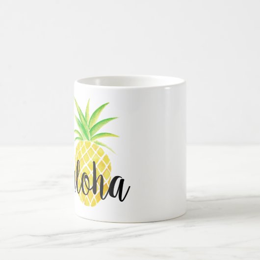 Tasse tropicale d'aquarelle d'ananas Aloha (Centre)