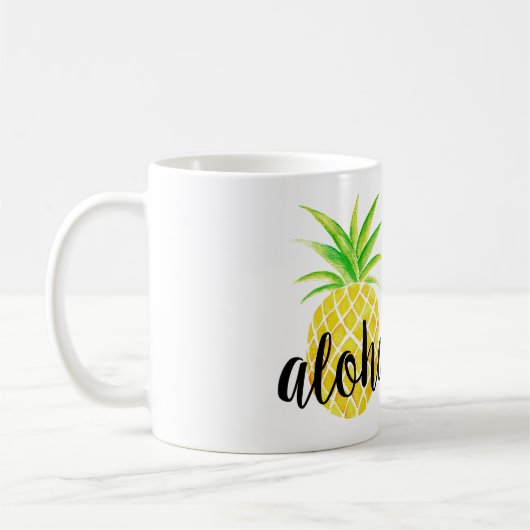Tasse tropicale d'aquarelle d'ananas Aloha (Gauche)