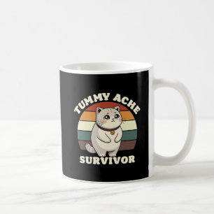 Tasse Tummy Ache Survivor Drôle Chat Triste Rétro