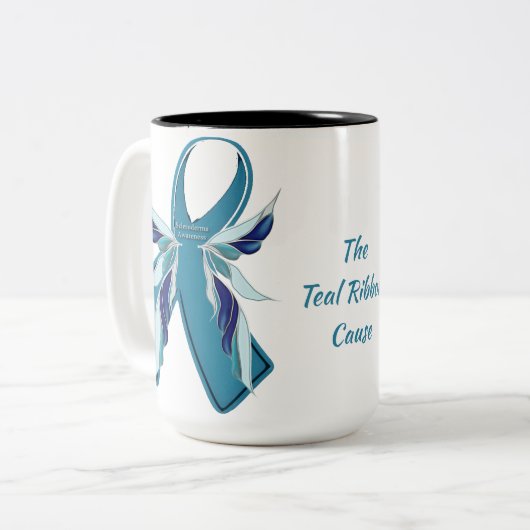 Tasse turquoise de cause de ruban de conscience de (Devant gauche)
