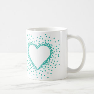 Tasse turquoise de coeur de confettis
