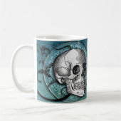 Tasse turquoise de crâne et de café de remous (Gauche)