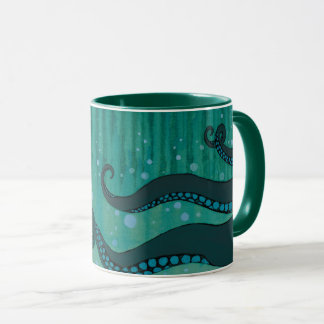 Tasse turquoise de tentacules de poulpe