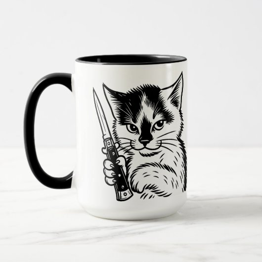 Tasse Tuxedo Cat Switchblade Attitude par Phil Elm (Gauche)