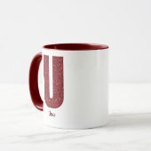 Tasse U Monogramme Pailleté Moderne avec Nom (Devant gauche)